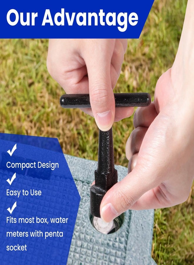 Enhon Curb Box Wrench for Pentagon Curb Boxes, Water Meter Wrench for Penta Socket, T Handle Penta Tool, Water Valve Shut Off Tool (1 Pack,Black) - Image 5
