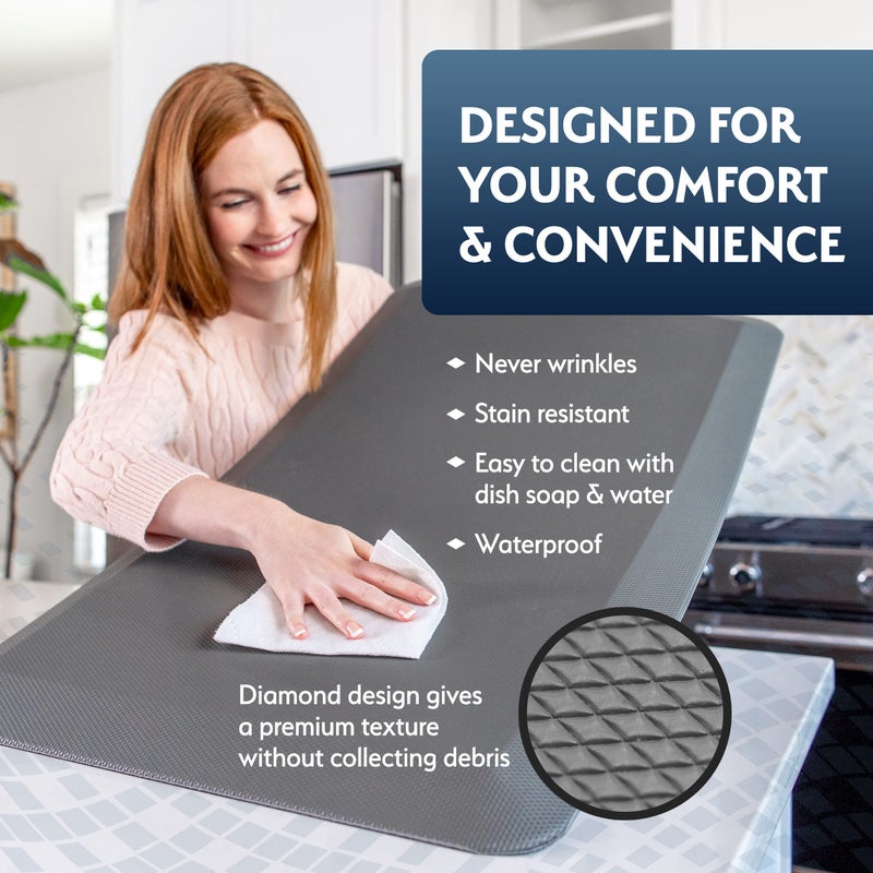 Sky Solutions Anti Fatigue Floor Mat - 3/4" Thick Cushioned Kitchen Rug, Standing Desk Mat - Comfort at Home, Office, Garage - Non Slip, Durable and Stain Resistant (20" x 39", Black) - Image 2