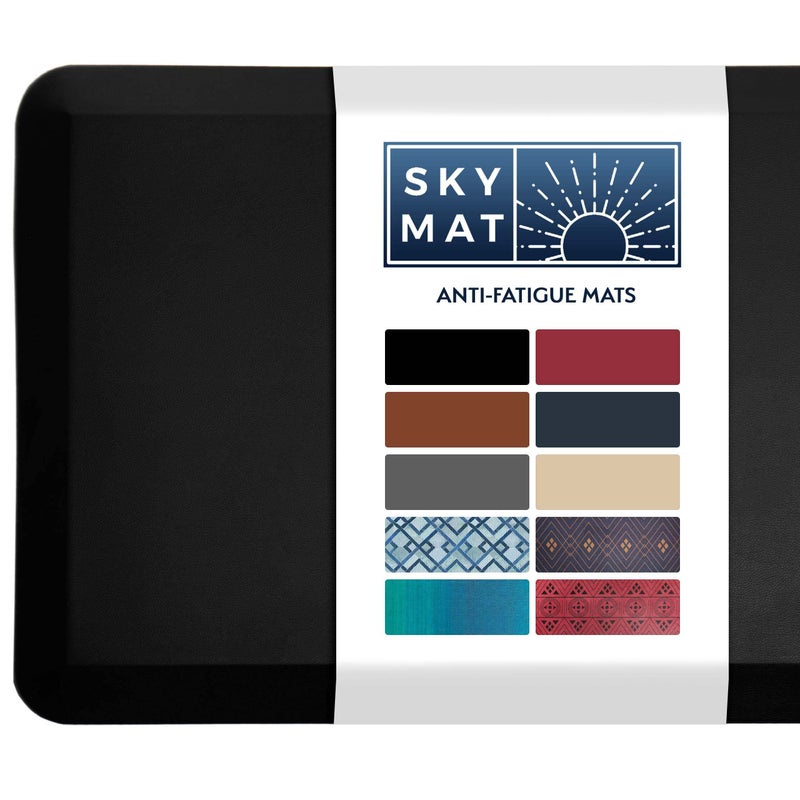 Sky Solutions Anti Fatigue Floor Mat - 3/4" Thick Cushioned Kitchen Rug, Standing Desk Mat - Comfort at Home, Office, Garage - Non Slip, Durable and Stain Resistant (20" x 39", Black) - Image 1