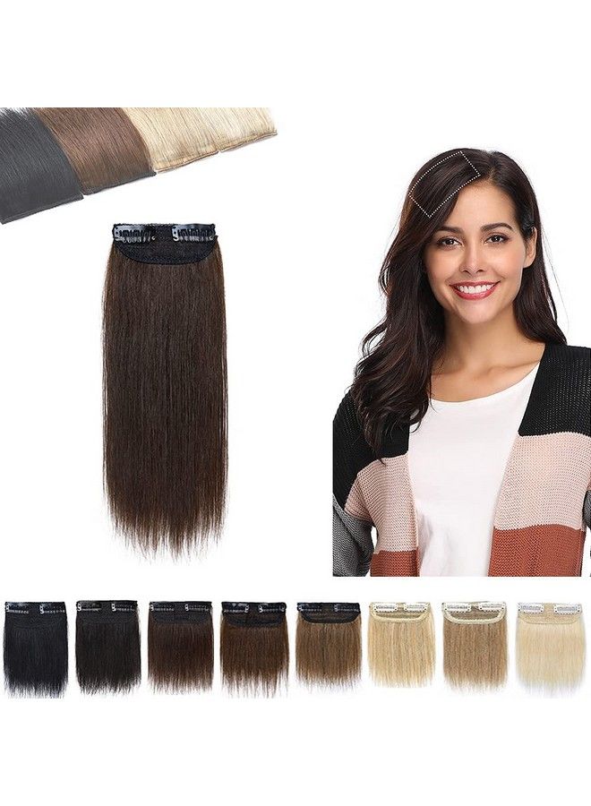 SEGO Clip In Remy Human Hair Extensions 2 Clips Clip In Mini Hairpieces Seamless Invisible Hairpin For Women With Thinning Hair Adding Hair Volume Natural Cushion High Hair #2 Dark Brown 8 Inch 12G - Image 1