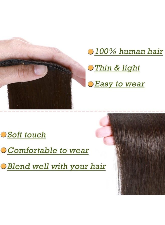 SEGO Clip In Remy Human Hair Extensions 2 Clips Clip In Mini Hairpieces Seamless Invisible Hairpin For Women With Thinning Hair Adding Hair Volume Natural Cushion High Hair #2 Dark Brown 8 Inch 12G - Image 4