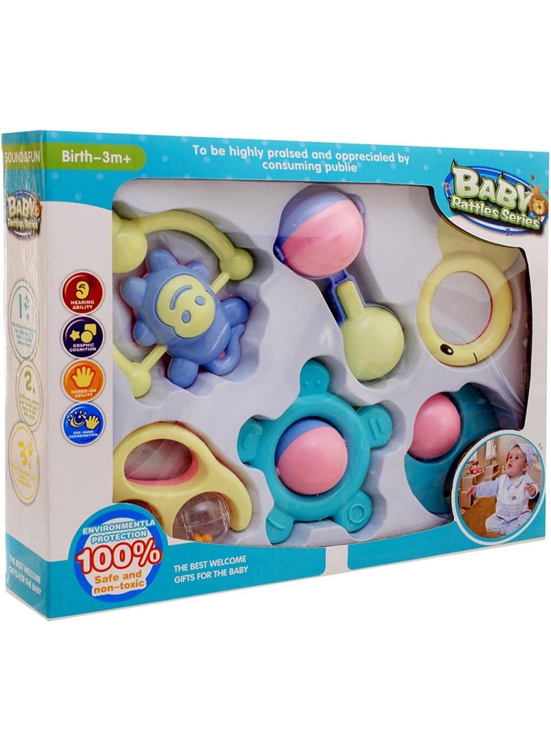 شخاليل أطفال 6 قطع – ألعاب آمنة لتنمية الحواس والمهارات المبكرة - Image 1
