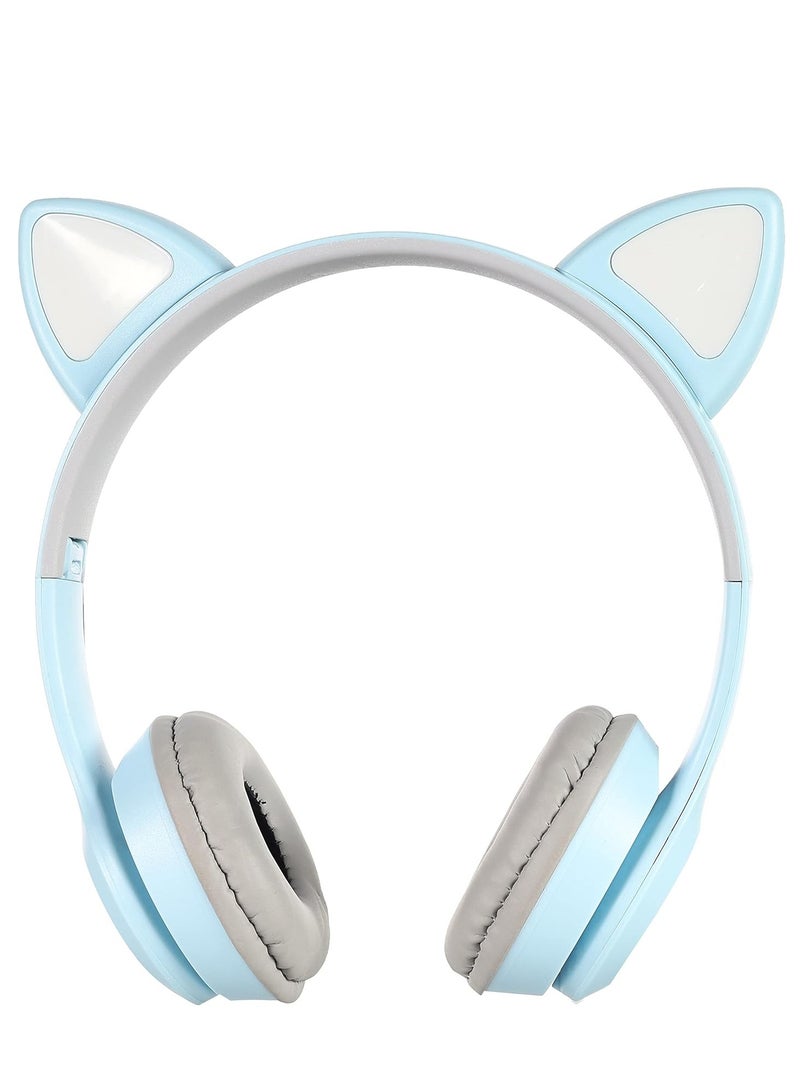 P47M Kids Wireless Headphones with LED Light, Microphone, TF Card Stereo Over Ear Wired Foldable Headphones for Girls and Boys  - Image 1