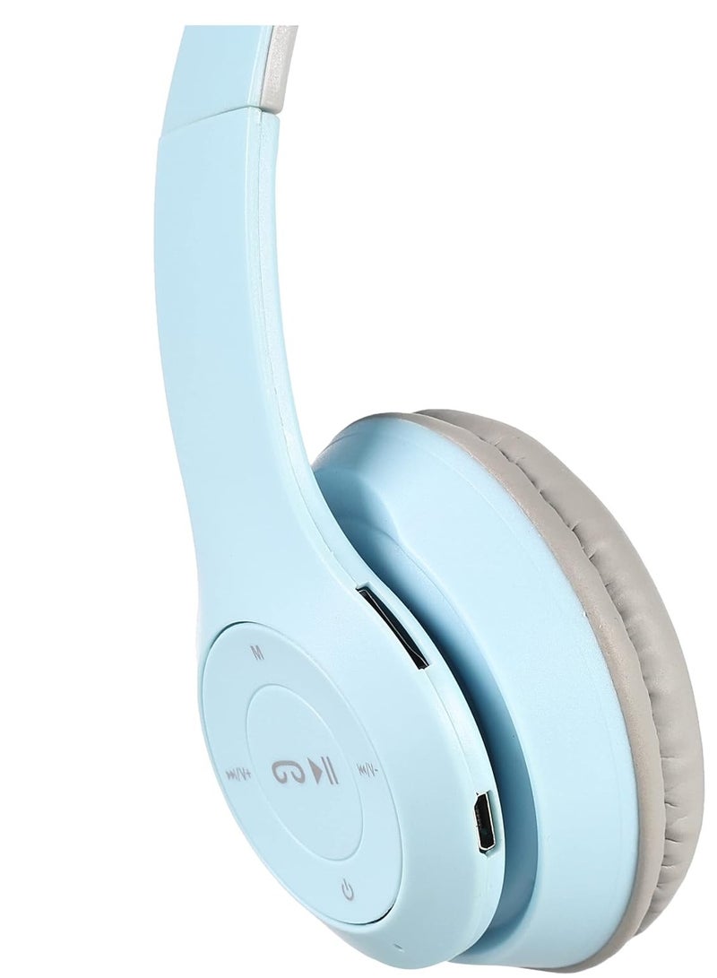 P47M Kids Wireless Headphones with LED Light, Microphone, TF Card Stereo Over Ear Wired Foldable Headphones for Girls and Boys  - Image 4