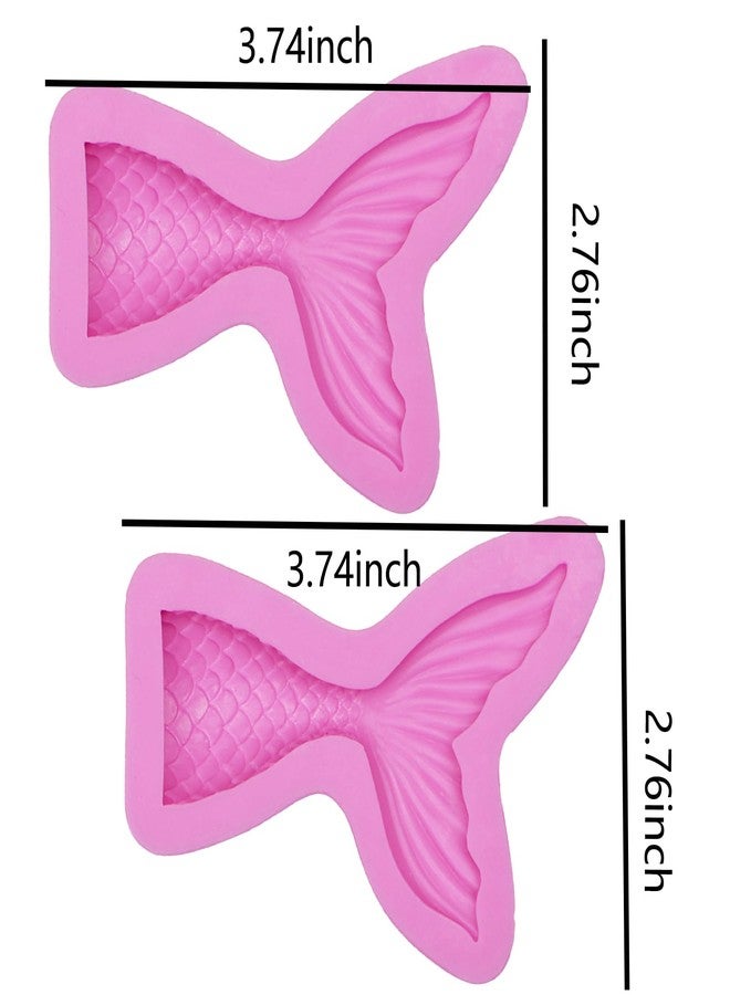 acvcatto Silicone Mermaid Tail Baking Molds, 3D Mermaid Tail Chocolate Fondant Molds for Mermaid Theme Cake Decoration Cupcake Topper Candy Gum Cookie Dessert Pudding Jelly Soap Clay Resin Set of 2 - Image 2
