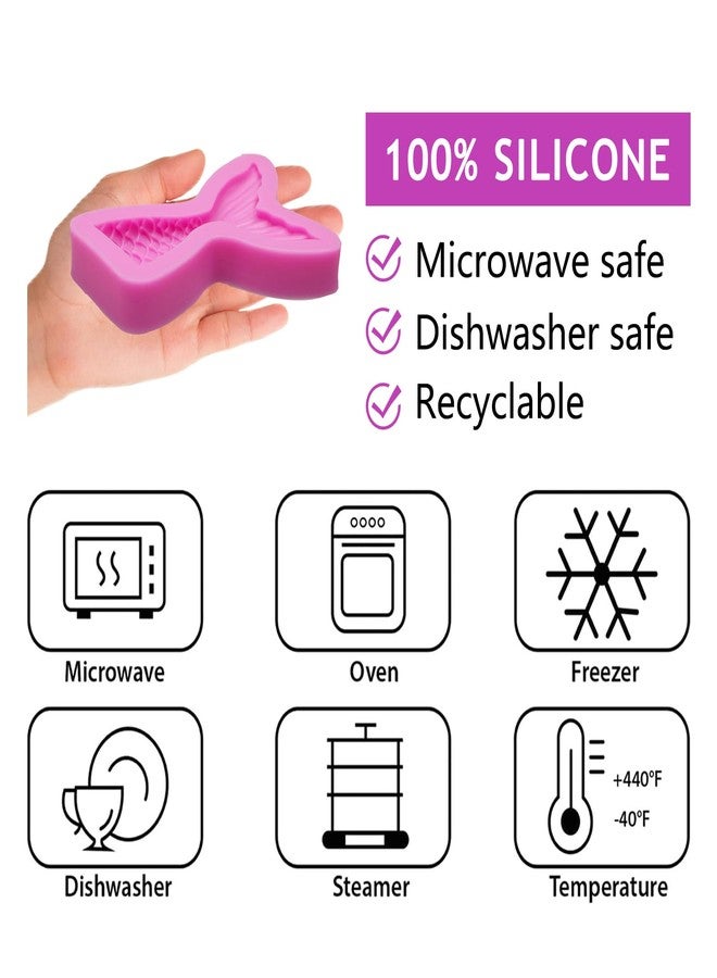 acvcatto Silicone Mermaid Tail Baking Molds, 3D Mermaid Tail Chocolate Fondant Molds for Mermaid Theme Cake Decoration Cupcake Topper Candy Gum Cookie Dessert Pudding Jelly Soap Clay Resin Set of 2 - Image 3