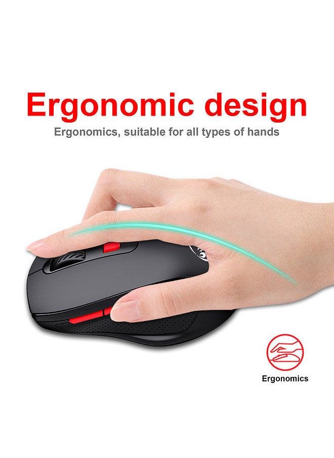 T67 BT3.0/BT5.0 Wireless Mouse 6 Keys Mute Office Gaming Mouse Ergonomic Mice with 3-level Adjustable DPI for PC Laptop