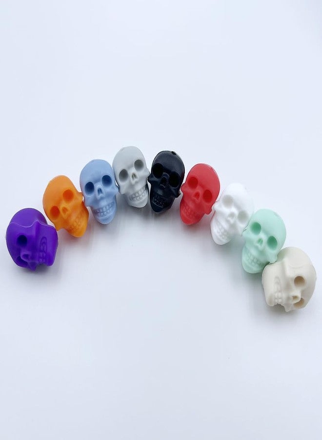 metulip 20Pcs Skull Beads Silicone Focal Beads Halloween Skull Spacer Bead for Crafts Making DIY Bracelets Necklaces Crafts Knitting Needle Stoppers - Image 5