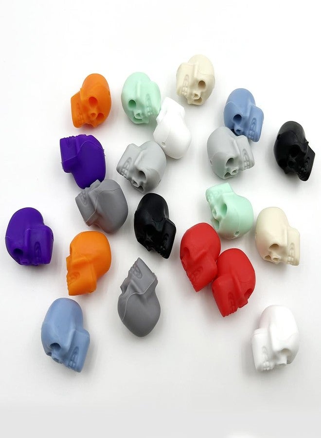 metulip 20Pcs Skull Beads Silicone Focal Beads Halloween Skull Spacer Bead for Crafts Making DIY Bracelets Necklaces Crafts Knitting Needle Stoppers - Image 4