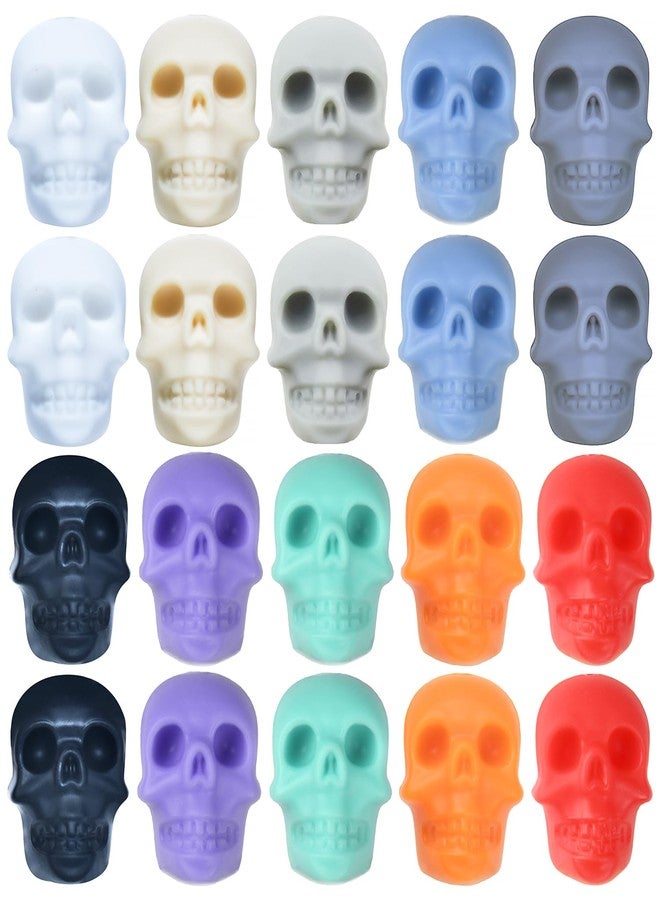 metulip 20Pcs Skull Beads Silicone Focal Beads Halloween Skull Spacer Bead for Crafts Making DIY Bracelets Necklaces Crafts Knitting Needle Stoppers - Image 1
