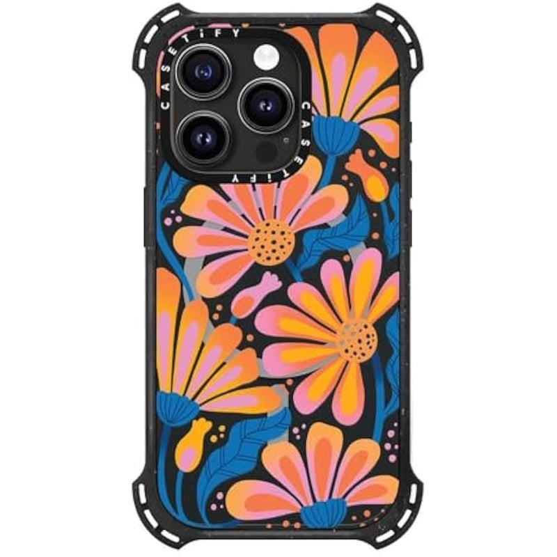 Casetify Bounce iPhone 15 Pro Case 【6X Military Grade Drop Tested / 21.3ft Drop Protection/Compatible with Magsafe】 - Lazy Daisy - Triple Black - Image 4