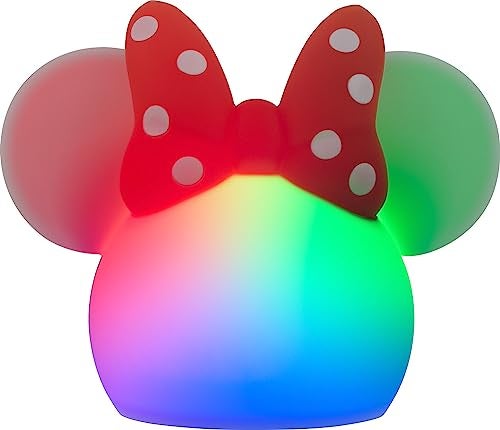 Disney Minnie Mouse Squishy Light, Color Changing, Night Light for Kids, USB Lamp, Battery Operated, Dimmable, Ideal for Bedroom, Playroom, Living Room, and More, 66945 - Image 1