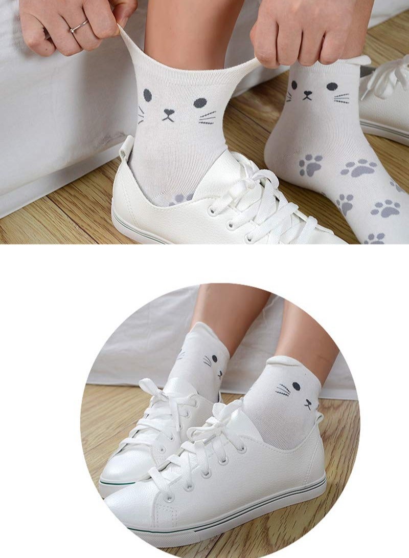 KASTWAVE 5 Pack Winter Warm House Socks Womens Grils Cute Animal Lightweight Breathable No Show Dogs Cats Cotton Casual Crew Funny Lovely Pattern Crazy Owl Print Novelty Fun Gifts Home - Image 3