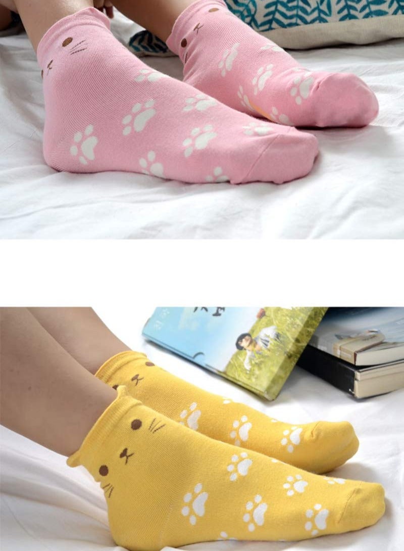 KASTWAVE 5 Pack Winter Warm House Socks Womens Grils Cute Animal Lightweight Breathable No Show Dogs Cats Cotton Casual Crew Funny Lovely Pattern Crazy Owl Print Novelty Fun Gifts Home - Image 2