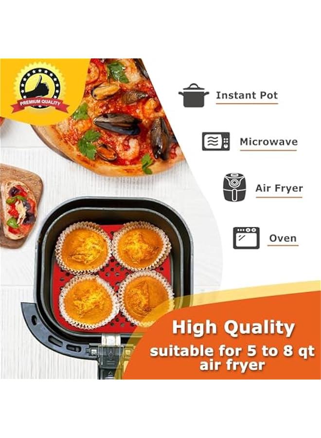 3 Reusable Silic Air Fryer LinersNonStick Silic Air Fryer MatsEasy Clean Air Fryer AccessoriesAir Fryer Mats8.5 Inch Square Reusable Air Fryer Liners 8.5 inch) - Image 3