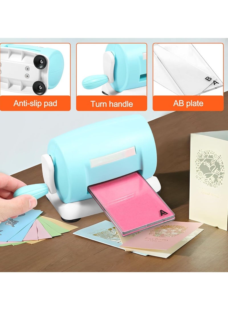 Die Cutting Embossing Machine, Hand Crank Embossing Machine, Manual Mini Die Cutting Machine, Card Making Scrapbooking Machine, Paper DIY Crafts, Including 1 Set of AB Board (Green)