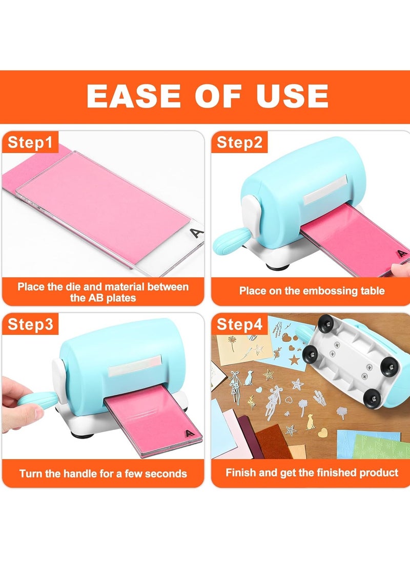 Die Cutting Embossing Machine, Hand Crank Embossing Machine, Manual Mini Die Cutting Machine, Card Making Scrapbooking Machine, Paper DIY Crafts, Including 1 Set of AB Board (Green)