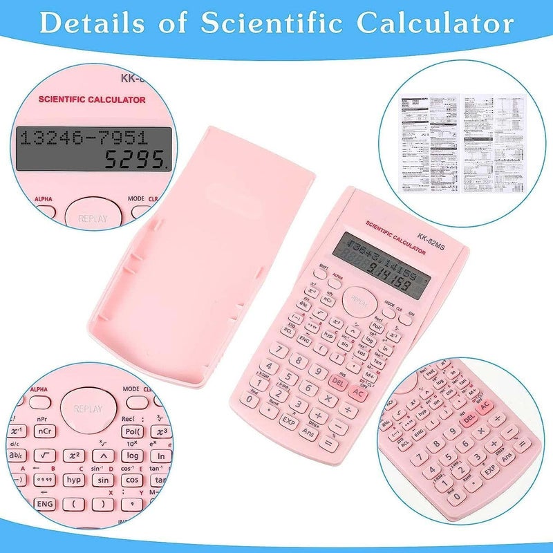 Scientific Calculators, 2 Sets Scientific Calculators Functional Engineering Scientific Calculator with Multiple Modes Graphing Function Suitable for School Office Home（Pink+Blue） - Image 2