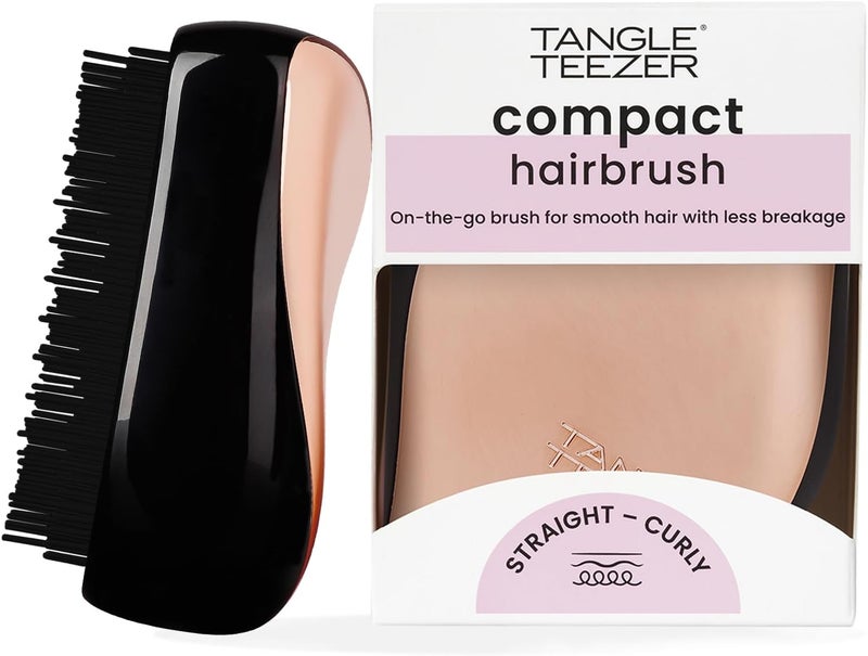 TANGLE TEEZER Compact Styler No Pull Hair Brush Rose Gold - Detangling Anti-Break Brush - Travel Brush - Anti-Break Hair Care Comb - Image 1