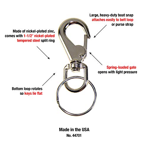 Lucky Line 3-1/4" Heavy-Duty Boat Snap, Nickel-Plated Zinc with 1-1/2" Split Key Ring(44701) - Image 5