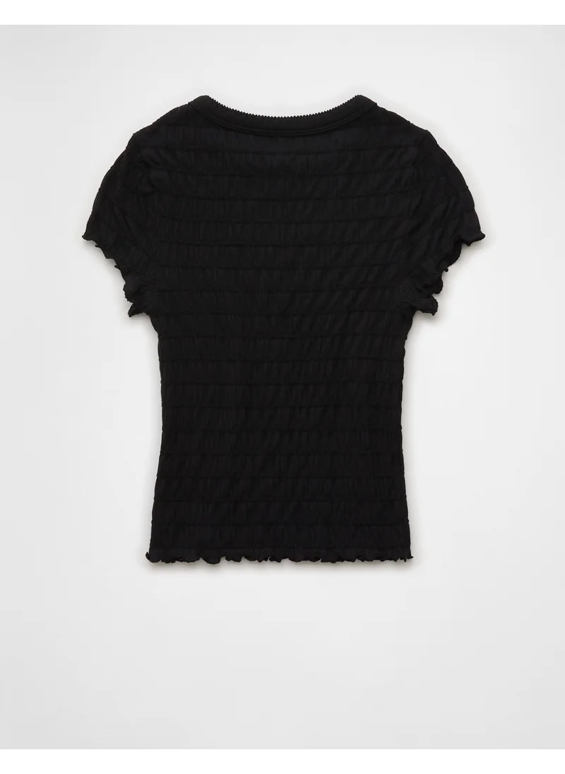 American Eagle AE Smocked Hey Baby Tee