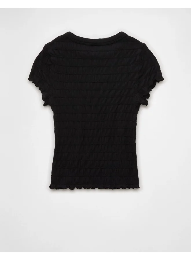 American Eagle AE Smocked Hey Baby Tee