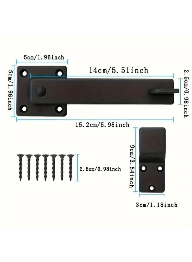 Matte Black Heavy Duty Metal Door Lock Sliding Bolt Security For Indoor Outdoor Use - Image 4