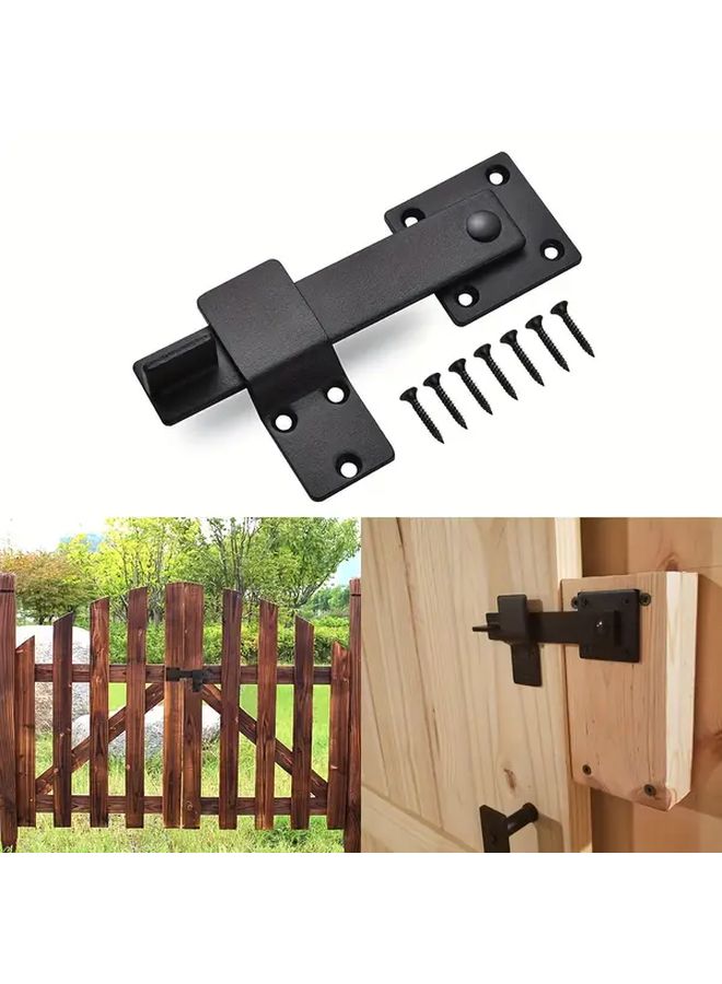 Matte Black Heavy Duty Metal Door Lock Sliding Bolt Security For Indoor Outdoor Use - Image 2