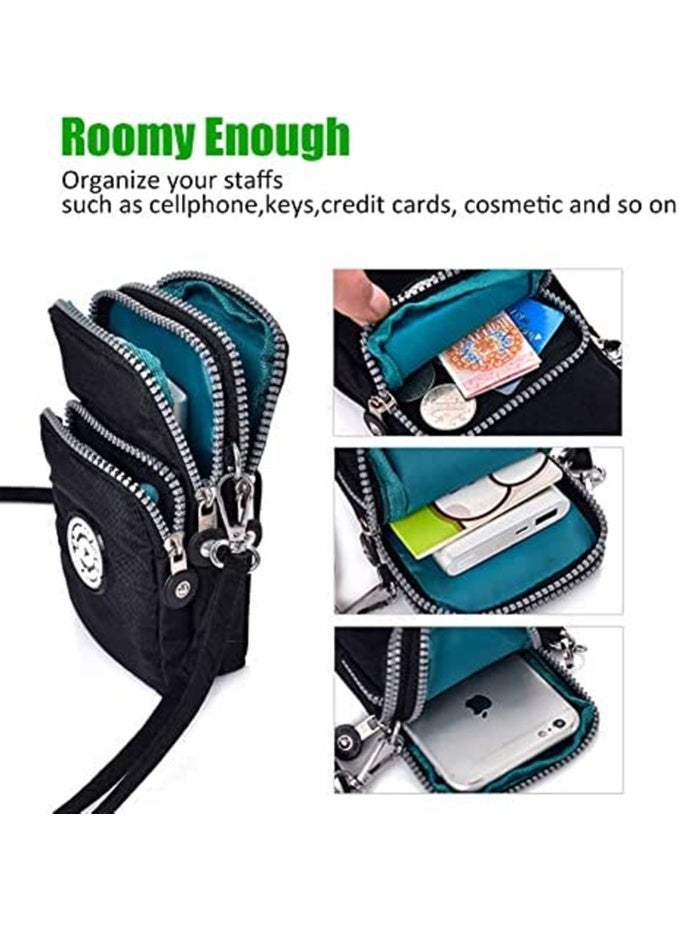 الهاتف الخليوي محفظة صغيرة Crossbody حقيبة الهاتف الذكي المحفظة حامل الهاتف الأسود - Image 5