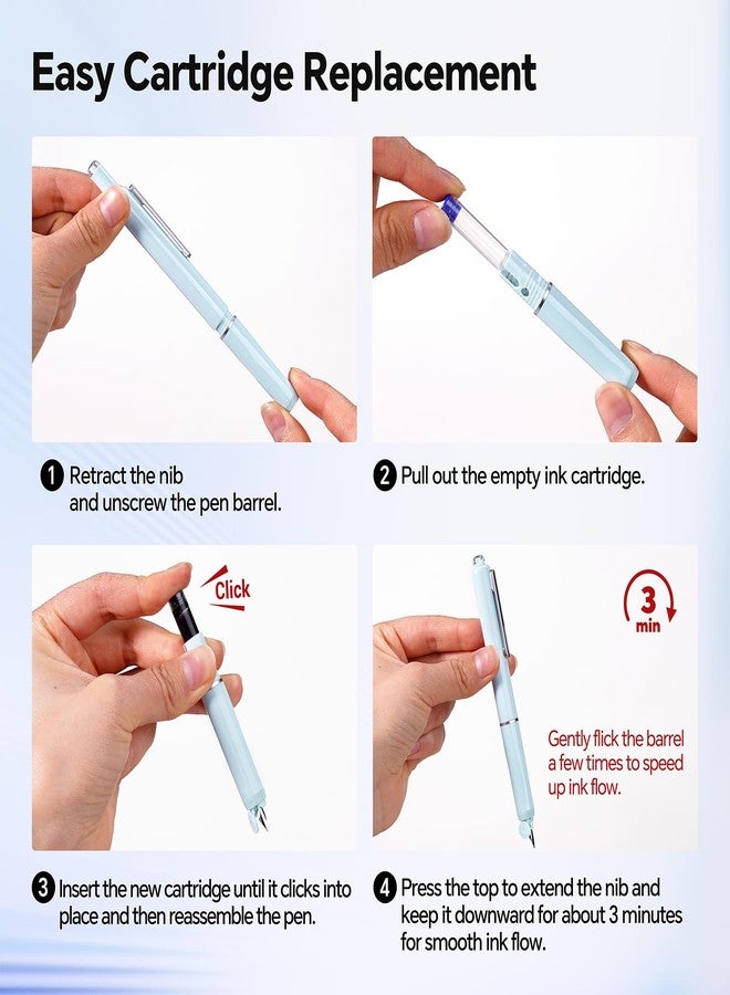 WRITECH Clictek Fountain Pen Fine: Retractable Black Ink with 10 Cartridges - Image 4