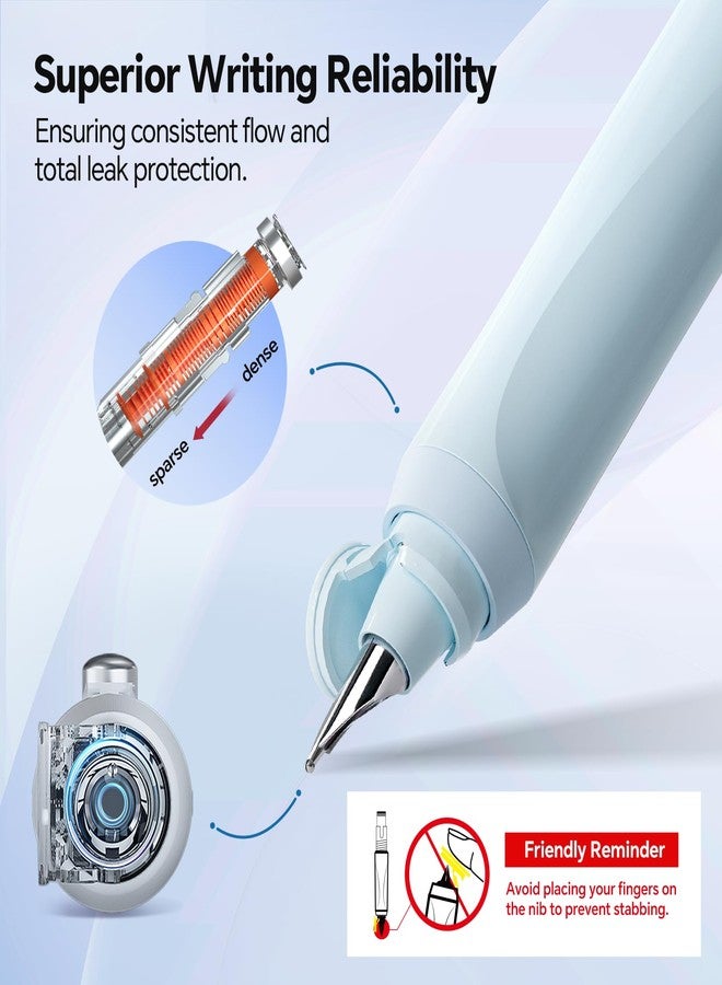 WRITECH Clictek Fountain Pen Fine: Retractable Black Ink with 10 Cartridges - Image 3