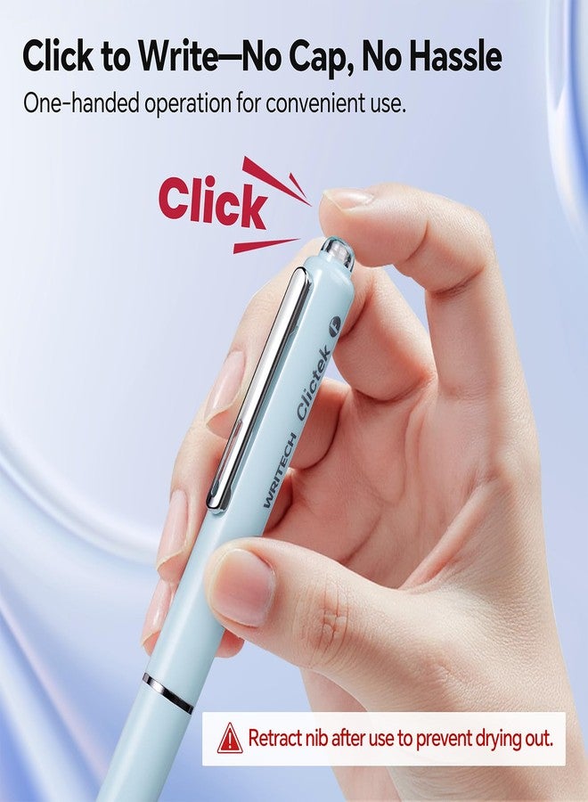 WRITECH Clictek Fountain Pen Fine: Retractable Black Ink with 10 Cartridges - Image 2