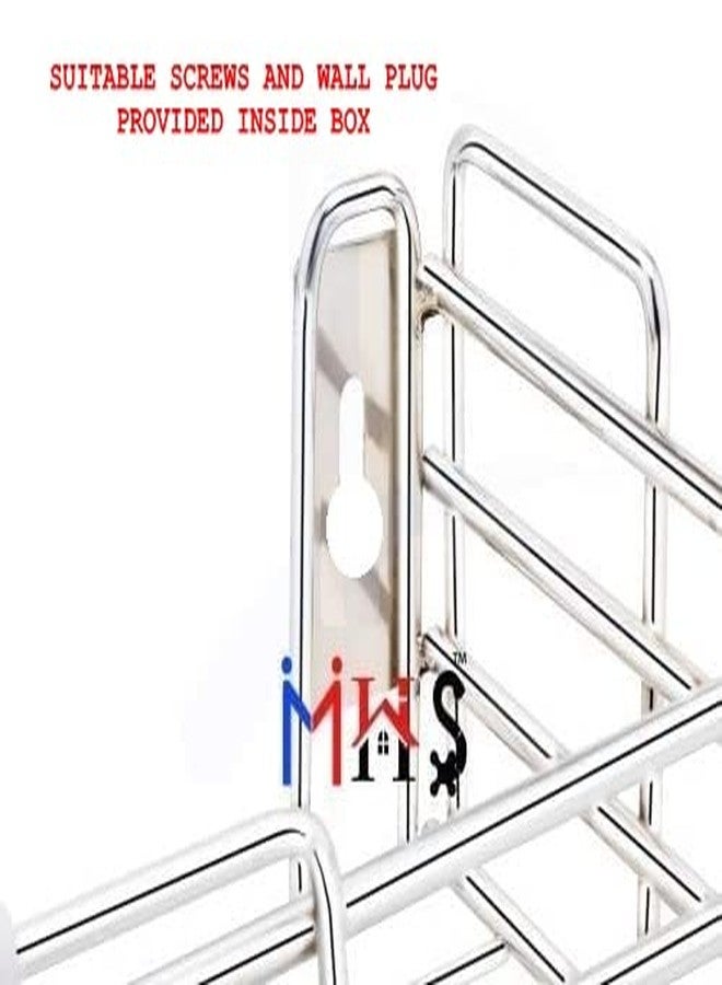 MHS Stainless Steel Chrome Plated Wire Shelf Multipurpose Use For Home Kitchen And Bathroom Wall Mounted With Screws And Wall Plugs (9 inch, Silver) - Image 4