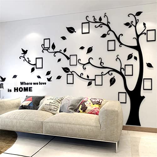3D Tree Wall Stickers  DIY Photo Frame Tree Wall Decal Family Photo Frame Sticker Murals Wall Decor Living Room Bedroom TV Background Home Decorations M83  59inBlack Left