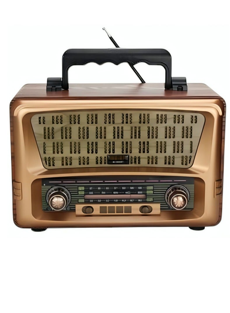 ماير راديو محمول M-1805BT ثلاثي الموجات وبطاقة TF ومشغل MP3، مكبر صوت بلوتوث قابل لإعادة الشحن بتصميم قديم مع جهاز تحكم عن بعد متعدد الألوان - Image 1