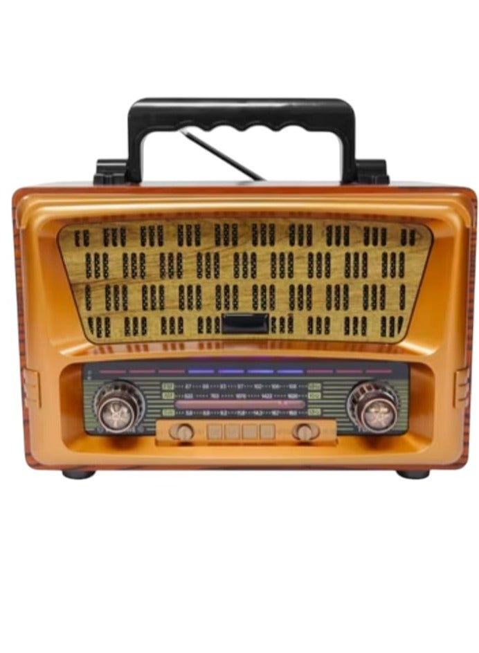 ماير راديو محمول M-1805BT ثلاثي الموجات وبطاقة TF ومشغل MP3، مكبر صوت بلوتوث قابل لإعادة الشحن بتصميم قديم مع جهاز تحكم عن بعد متعدد الألوان - Image 3