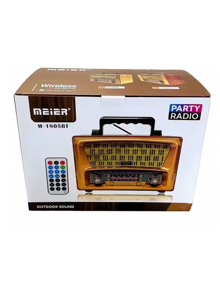 ماير راديو محمول M-1805BT ثلاثي الموجات وبطاقة TF ومشغل MP3، مكبر صوت بلوتوث قابل لإعادة الشحن بتصميم قديم مع جهاز تحكم عن بعد متعدد الألوان - Image 5