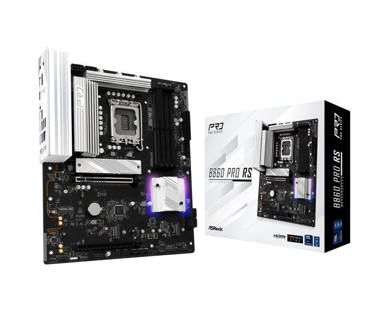 ASRock B860 Pro RS Intel Core Ultra DDR5 8666 MHz 256GB M.2 LGA1851 ATX Motherboard SATA3 6.0 Gb/s PCIe 5.0 BIOS Flashback - Image 1