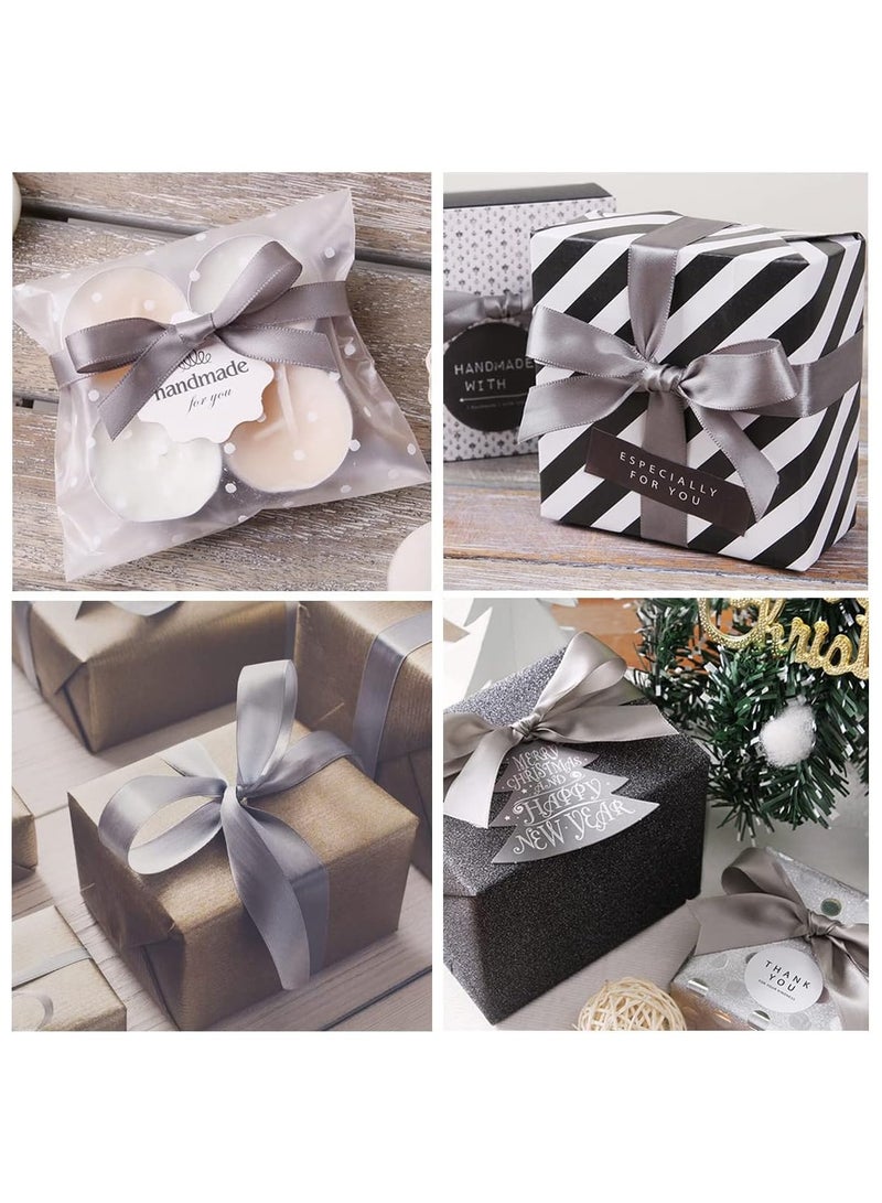 شريط ساتان رصاصي، شريط من نسيج البوليستر بلون سادة لتغليف الهدايا، والحرف اليدوية، وصناعة الأقواس، والأكاليل، ومشاريع الخياطة، وحفلات استقبال الأطفال وتزيين حفلات الزفاف - Image 3