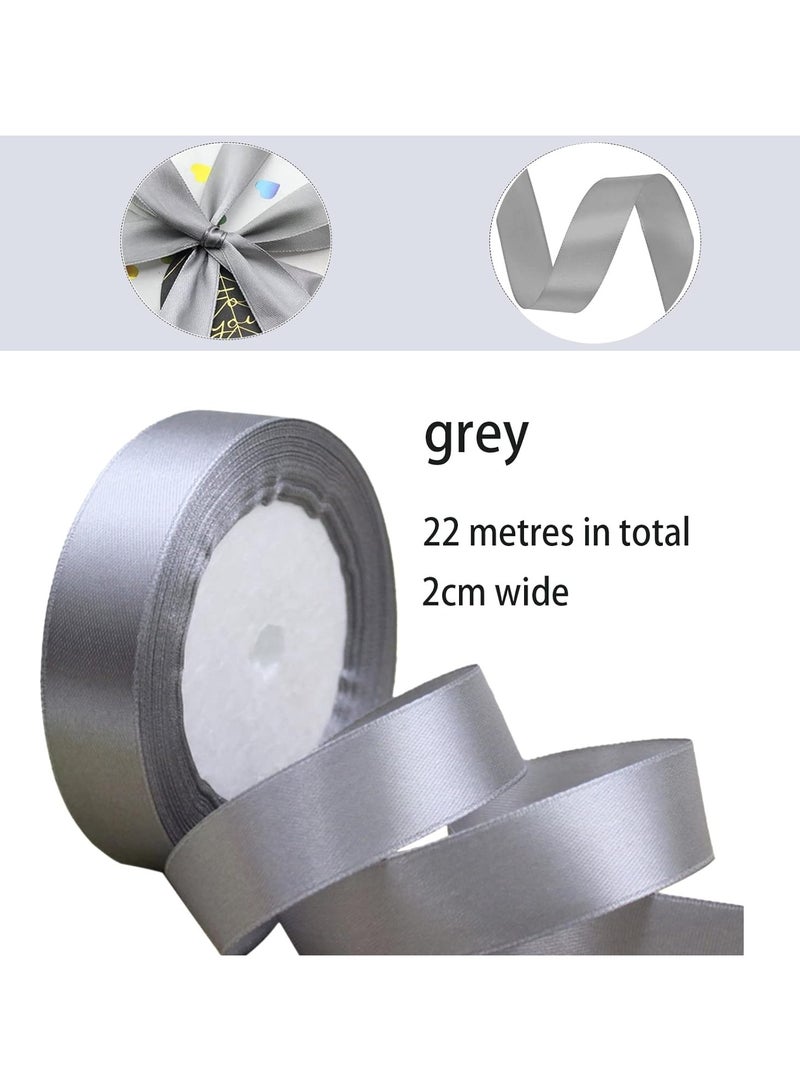 شريط ساتان رصاصي، شريط من نسيج البوليستر بلون سادة لتغليف الهدايا، والحرف اليدوية، وصناعة الأقواس، والأكاليل، ومشاريع الخياطة، وحفلات استقبال الأطفال وتزيين حفلات الزفاف - Image 2