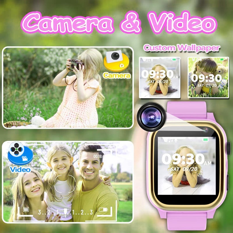 Children Watch: Pink Large Touching Screen Luminous Display - Multifunctional Intelligent Watch for Kids Students Boys Girls - Image 5