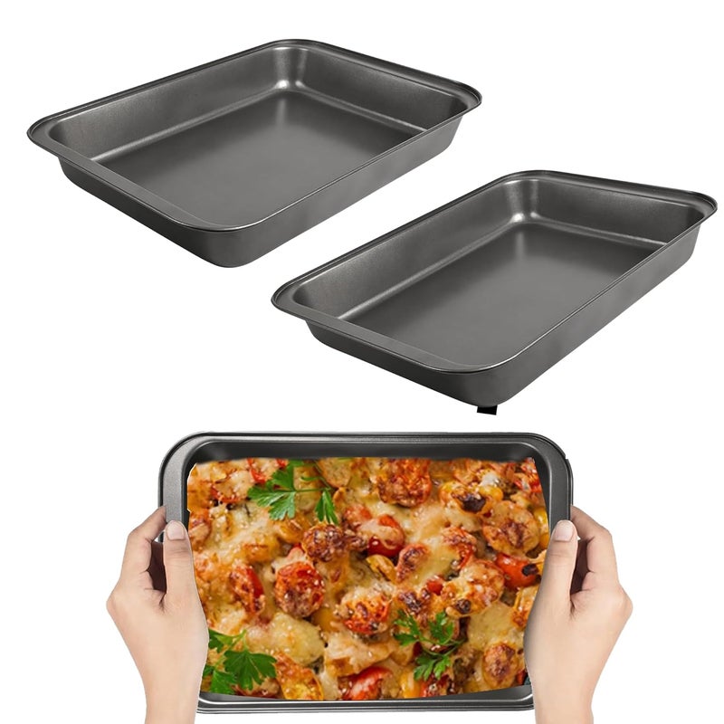 PureBake صينية خبز غير لاصقة من PureBake معتمدة من SGS 2 قطعة مصنوعة من الفولاذ الكربوني غير السام ومزودة بحواف مقاومة للصدأ والانحناء - Image 1