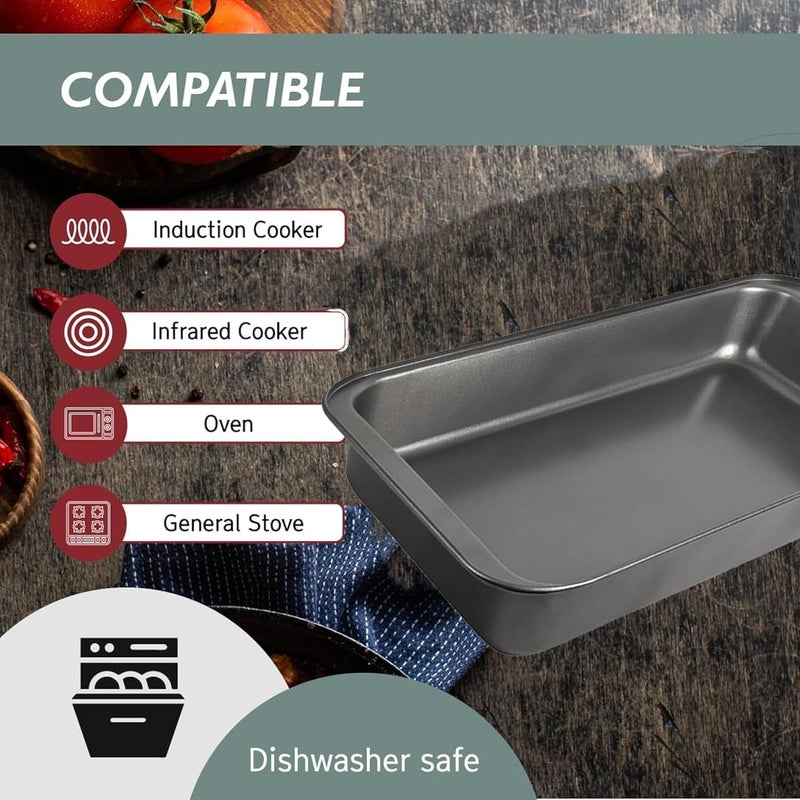 PureBake صينية خبز غير لاصقة من PureBake معتمدة من SGS 2 قطعة مصنوعة من الفولاذ الكربوني غير السام ومزودة بحواف مقاومة للصدأ والانحناء - Image 3