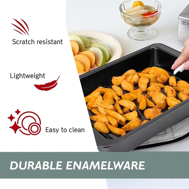 PureBake صينية خبز غير لاصقة من PureBake معتمدة من SGS 2 قطعة مصنوعة من الفولاذ الكربوني غير السام ومزودة بحواف مقاومة للصدأ والانحناء - Image 2