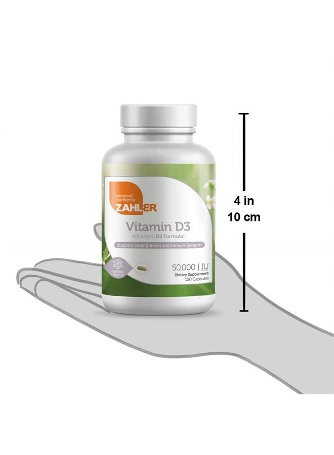 Zahler Vitamin D3 50,000 IU, Advanced Weekly Vitamin D Supplement Supporting Bones Muscle Teeth and Immune System, Certifed Kosher, 120 Capsules - Image 4