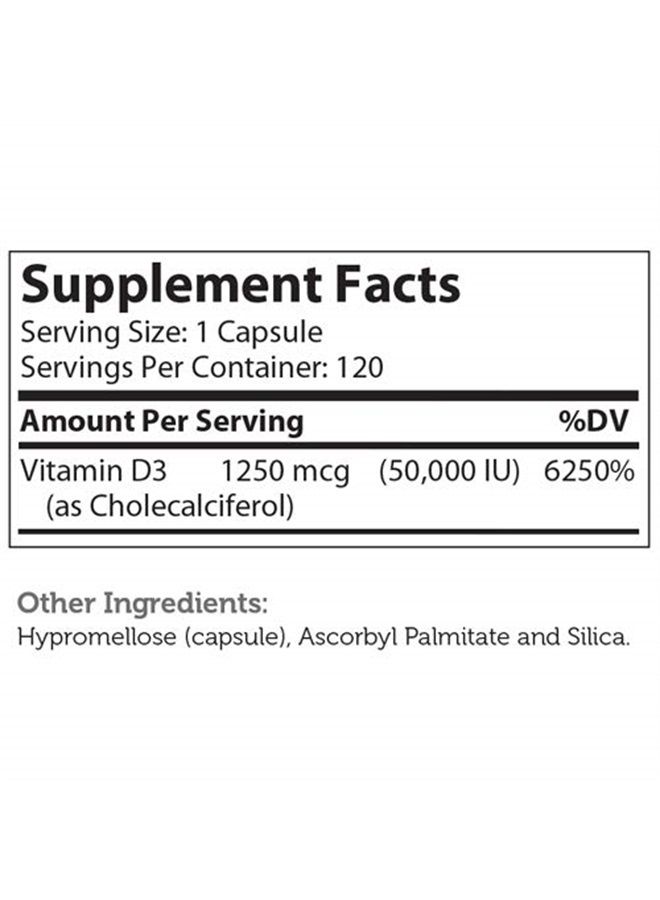 Zahler Vitamin D3 50,000 IU, Advanced Weekly Vitamin D Supplement Supporting Bones Muscle Teeth and Immune System, Certifed Kosher, 120 Capsules - Image 5