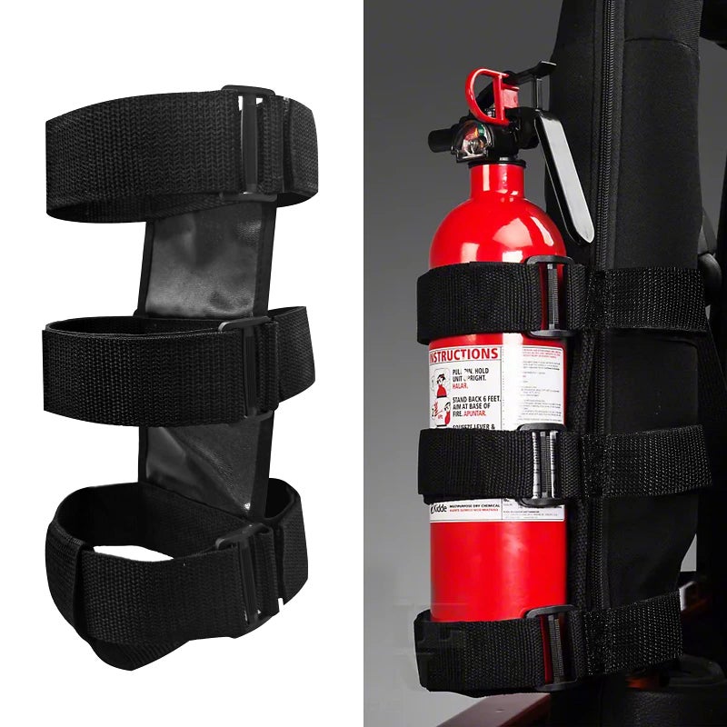 SKARUMMER Car Roll Bar Fire Extinguisher Mount Holder Replacement for Jeep Wrangler CJ YJ TJ LJ JK JKU JL JLU, Polaris Ranger RZR General RS1, Can Am Maverick X3 & More - Adjustable Extinguisher Mount Strap - Image 1