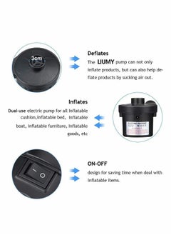 KASTWAVE Electric Air Pump, Camping Electric Pumps Inflator, Deflator for Airbeds, Paddling Pools, Toys, Inflatable Sofa, Air Raft Mattress, with 3 Nozzles, 50W  - Image 4
