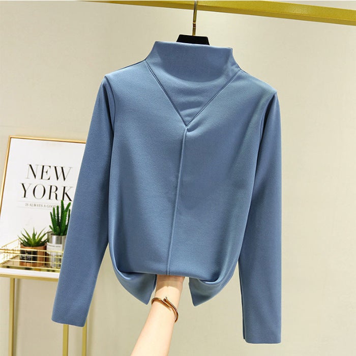 Velvet Thermal Turtleneck Womens Slim Fit Long Sleeve Coffee  - Image 4