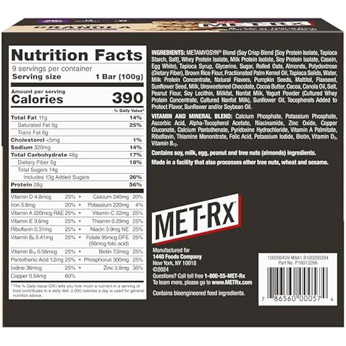 MET-Rx Big 100 Granola Protein Bar, Meal Replacement Bar, 28 G Protein, Chocolate Chip, Pack of 9 - Image 3